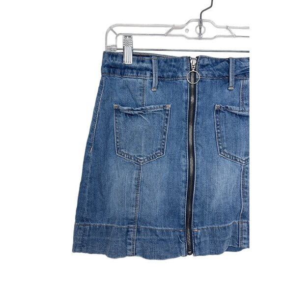 American Eagle Womens 2 XS Super Hi Rise A Line Blue Jean Denim Mini Skirt - Picture 2 of 14